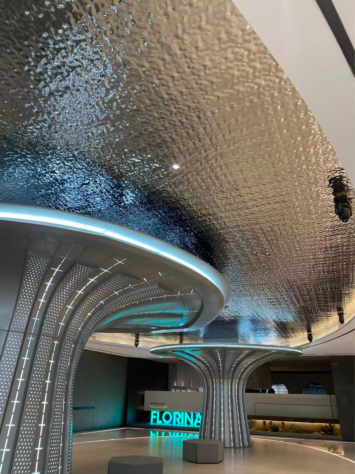xinmaometal-silver-water-ripple-stainless-steel-ceiling-commercial-lobby