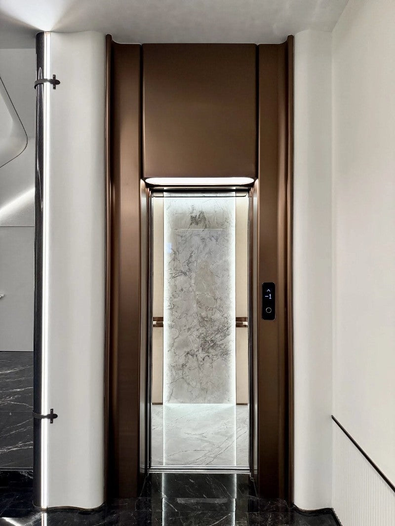 xinmaometal-warm-brown-stainless-steel-residential-elevator-entrance