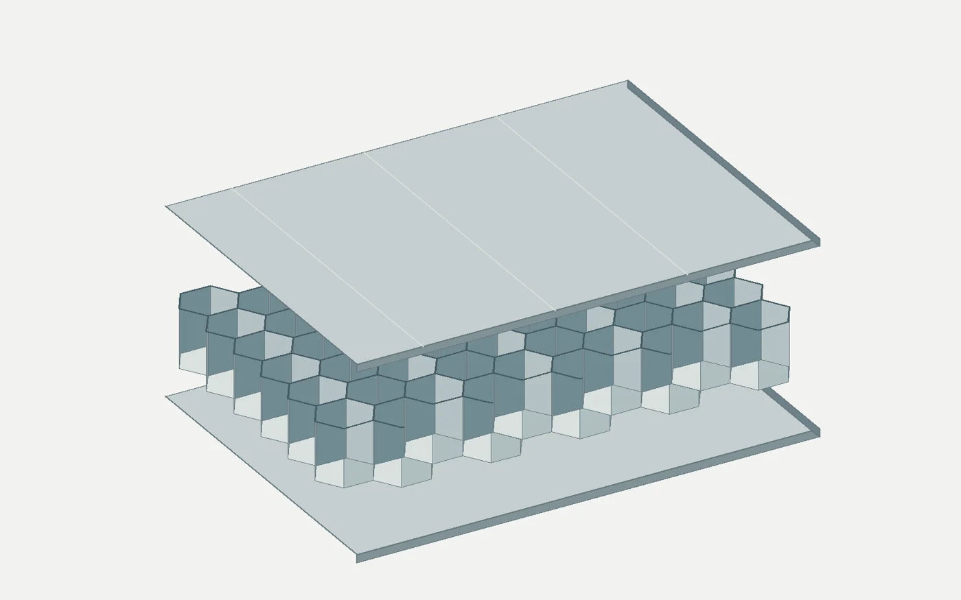 Conceptual honeycomb sandwich illustration; not a dimensioned product drawing